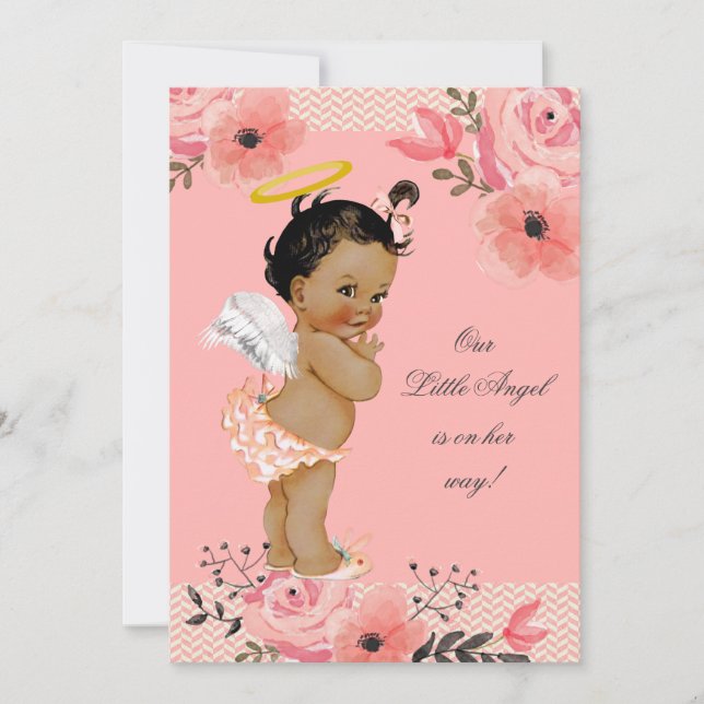 Invitation Baby shower de fleurs d'aquarelle Little Ethnic An (Devant)