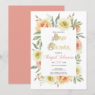 Invitation Baby shower de fleurs d'aquarelle pour filles