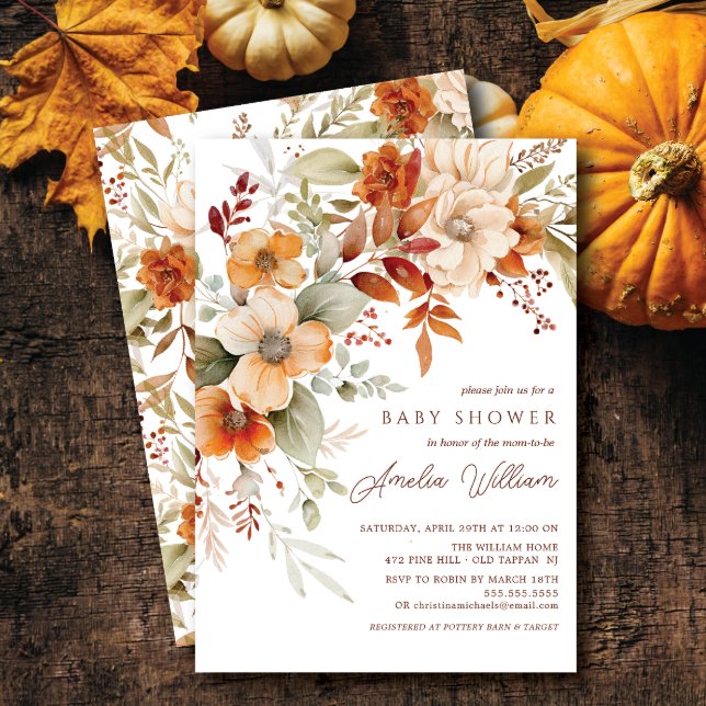 Invitation Baby shower de fleurs d'automne (Créateur téléchargé)