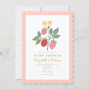 Invitation Baby shower de fleurs de bouquet de fraises