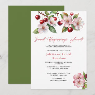Invitation Baby shower de fleurs de cerises d'aquarelle