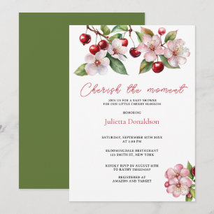 Invitation Baby shower de fleurs de cerises d'aquarelle
