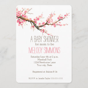 Invitation Baby shower de fleurs de cerisier