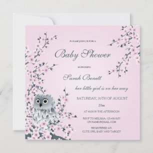 Invitation Baby shower De Fleurs De Chouette Et De Cerise