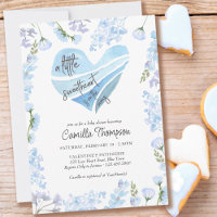 Baby shower de fleurs de coeur bleu petit amoureux