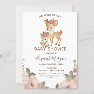 Invitation Baby shower de fleurs de rennes mignonnes