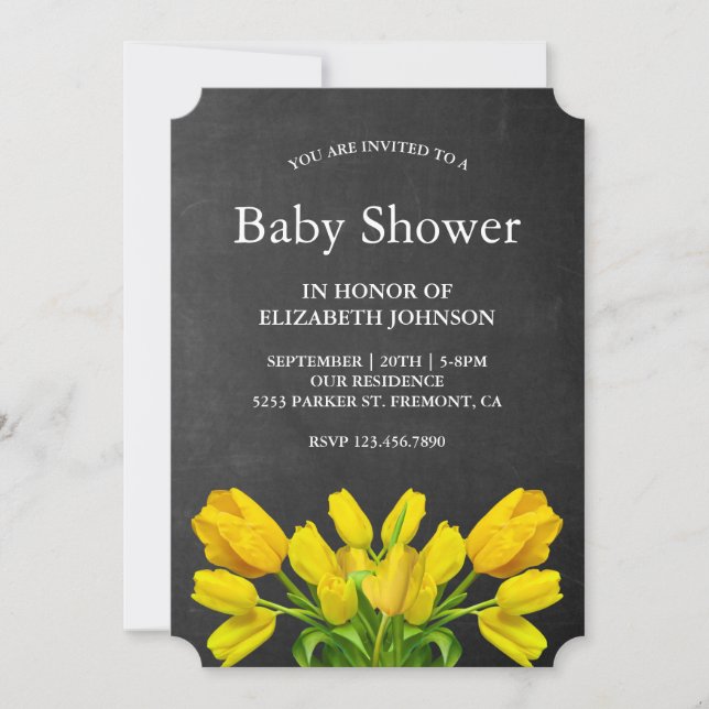 Invitation Baby shower de fleurs de tulipe jaune vif (Devant)