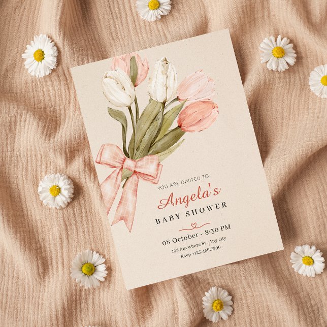 Invitation Baby shower de fleurs de tulipes pastel (Créateur téléchargé)