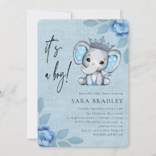 Invitation Baby shower de fleurs d'éléphants de rotule rustiq