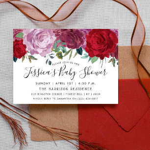 Invitation Baby shower de fleurs florales romantiques