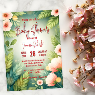 Invitation Baby shower de fleurs printanières enchantant