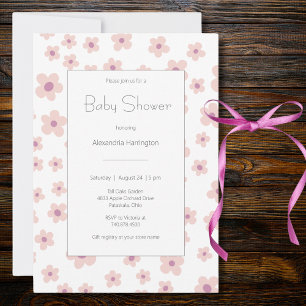 Invitation Baby shower de fleurs rétro doux