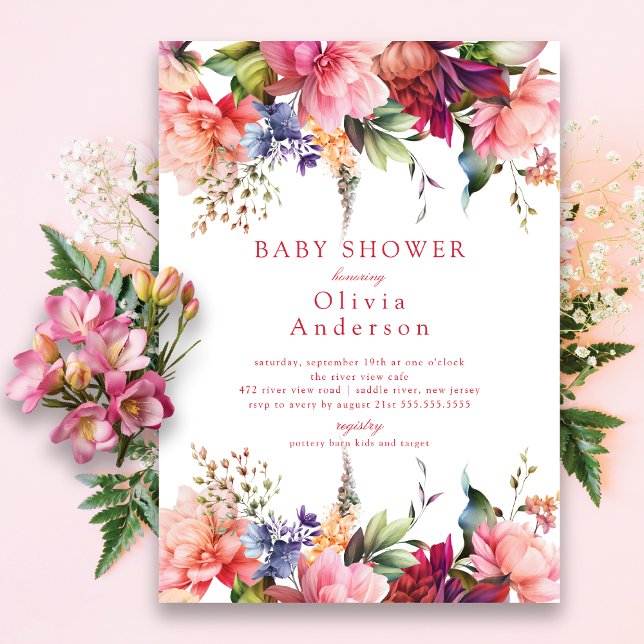 Invitation Baby shower de fleurs roses (Créateur téléchargé)