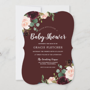 Invitation Baby shower de fleurs rousses de vin de Bourgogne