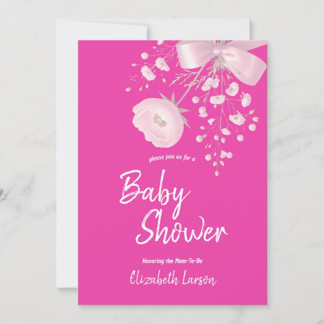 Invitation Baby shower de fleurs sauvages de couleur de baies (Devant)