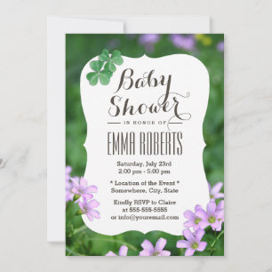 Invitation Baby shower de fleurs Shamrocks classiques