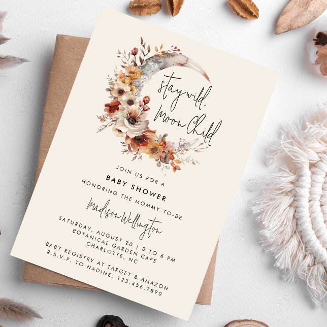 Invitation Baby shower de florales de Boho neutres pour enfan (Créateur téléchargé)