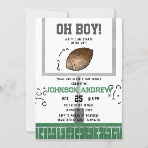 Invitation Baby shower de football numérique personnalisé