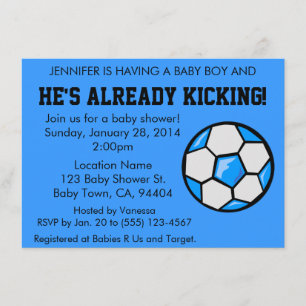 Invitation Baby shower de football, personnalisabl