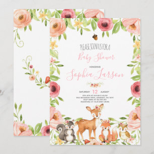 Invitation Baby shower de forêt Animaux de forêt