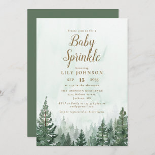 Invitation Baby shower de forêt de pins rustiques