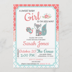 Invitation Baby shower de Fox bébé - Fille