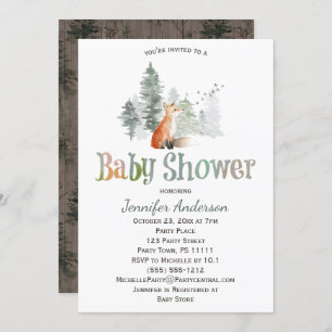 Invitation Baby shower de Fox de pays de forêt