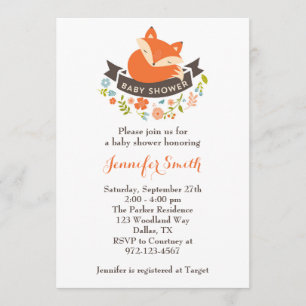 Invitation Baby shower de Fox mignonne