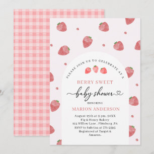 Invitation Baby shower de fraise d'aquarelle
