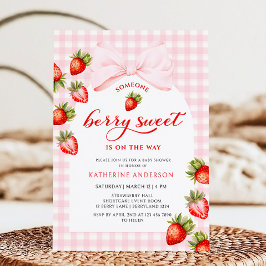 Invitation Baby shower de fraises à baies roses