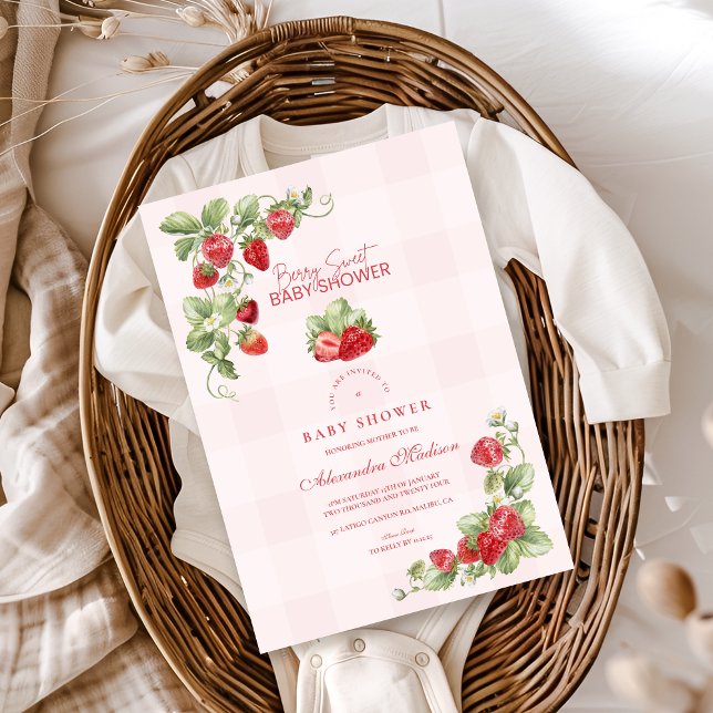 Invitation Baby shower de fraises sucrées (Créateur téléchargé)