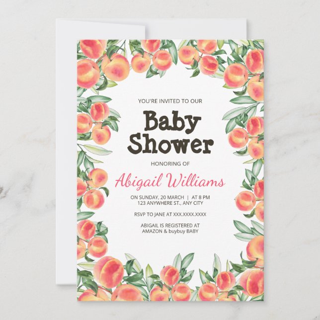 Invitation Baby shower de fruits de printemps luxuriant de Pê (Devant)