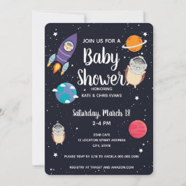 Invitation Baby shower de galaxie de Hedgehog Space Navy
