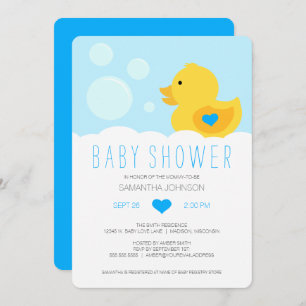 Invitation Baby shower de garçon bleu canard en ca