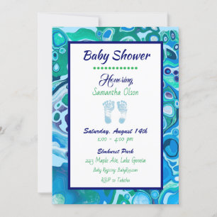 Invitation Baby shower de garçon bleu et vert