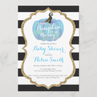 Baby shower de garçon Citrouille bleu noir et or