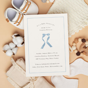 Invitation Baby shower de garçon classique de la Bow bleu cla