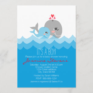 Invitation Baby shower de garçon de baleine mignonne
