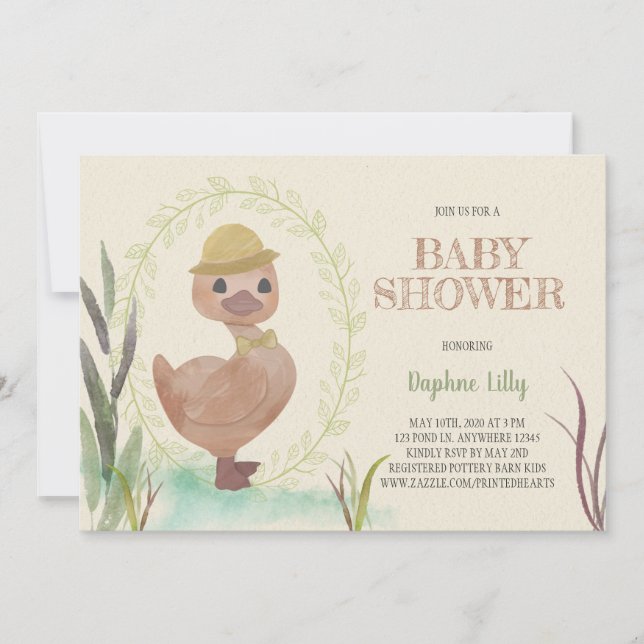 Invitation Baby shower de garçon de canard rustiqu (Devant)