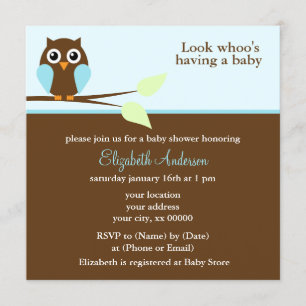 Invitation Baby shower de garçon de chouette