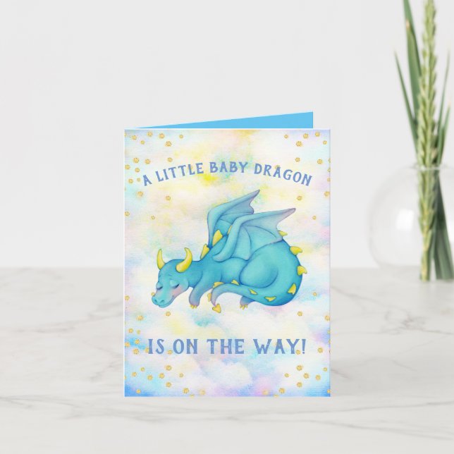 Invitation Baby shower de garçon de Dragon Bleu Cu (Devant)