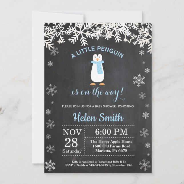 Invitation Baby shower de garçon de flocon de neige d'hiver (Devant)