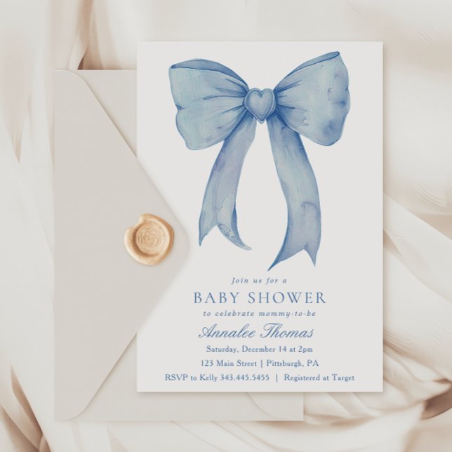 Invitation Baby shower de garçon de la boue bleue aquarelle (Créateur téléchargé)