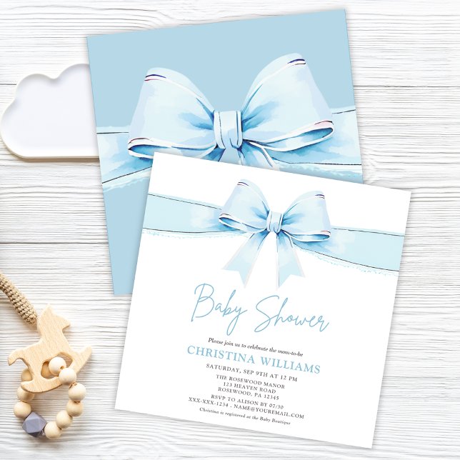 Invitation Baby shower de garçon de la cou bleu mou (Créateur téléchargé)