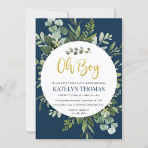 Invitation Baby shower de garçon de la marine et de la verdur