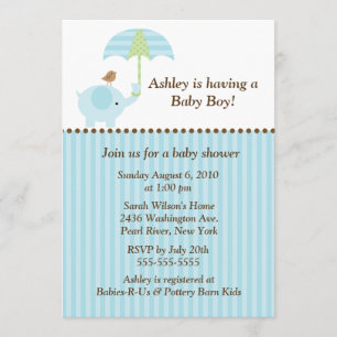 Invitation Baby shower de Garçon de l'éléphant Mod