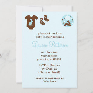 Invitation Baby shower de garçon de vêtements bleus