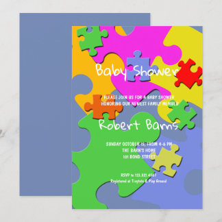 Invitation Baby shower de garçon des pièces de puzzle