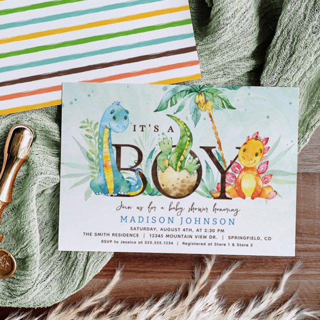 Invitation Baby shower de garçon Dinosaur (Créateur téléchargé)