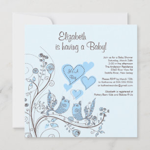 Invitation Baby shower de garçon d'oiseaux d'arbre